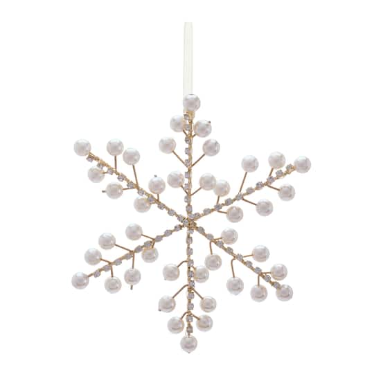 Melrose 7.75" White & Gold Snowflake Ornaments, 12ct.